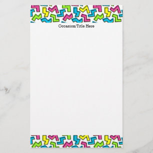 Retro 1980's Cool Cute 80s Memphis Pattern Stationery