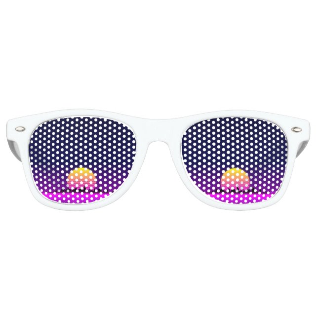 Retro 1980s synthwave glowing neon lights city retro sunglasses (Front)