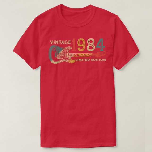 Retro 1984 birthday gift for men Guitar Player 38t T-Shirt (Design Front)