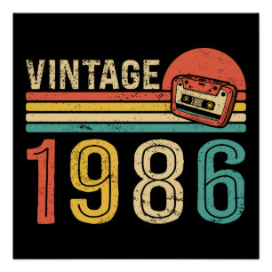 Retro 1986 Birthday Vintage Cassette Tape 40th Poster