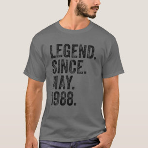 Retro 1988 Birthday May Born Legend Since 1988 T-Shirt