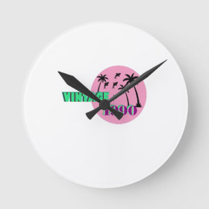 Retro 1990 Birthday Gift Round Clock