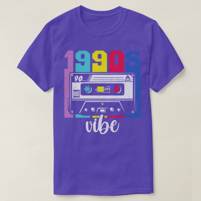 Retro 1990s Vibe Distressed Cassette Tape Design T-Shirt (Design Front)