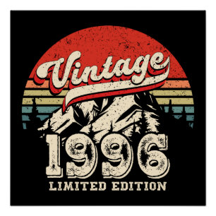 Retro 1996 Birthday Vintage 30th Outdoorsy Bday Poster