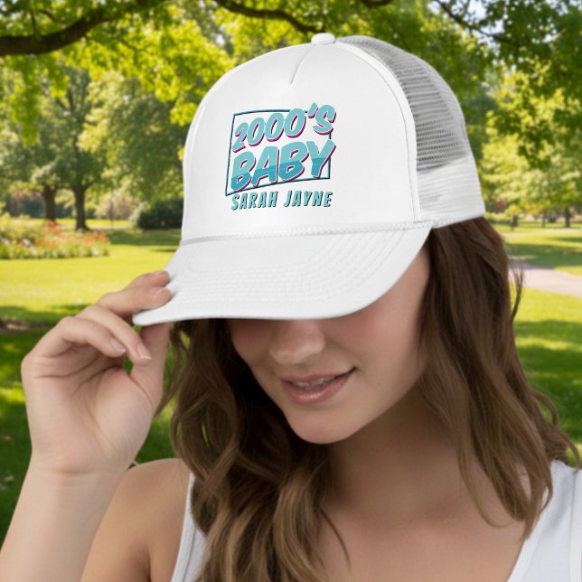 Retro 2000s Baby Personalized Trucker Hat (2000's Baby? Here's your trucker hat. Add your name!)