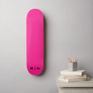 Retro 2000's Hot Pink Custom Monogram Initial Chic Skateboard
