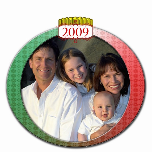 Retro 2009 Family Photo Christmas Ornament Photo Sculpture Decoration (Front)
