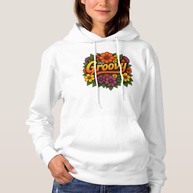 Retro 2011 Floral Power Lettering Design Hoodie (Front)