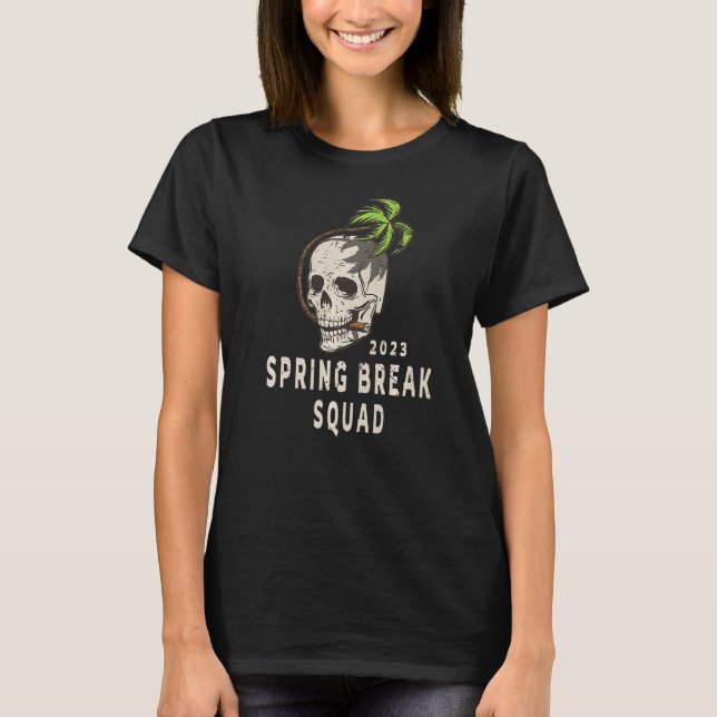 Retro 2023 Spring Break Squad  Skull Palm Tree Gra T-Shirt (Front)
