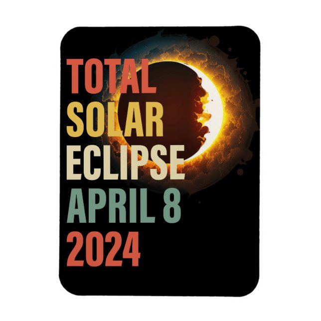 Retro 2024 Total Solar Eclipse April 8 Magnet (Vertical)