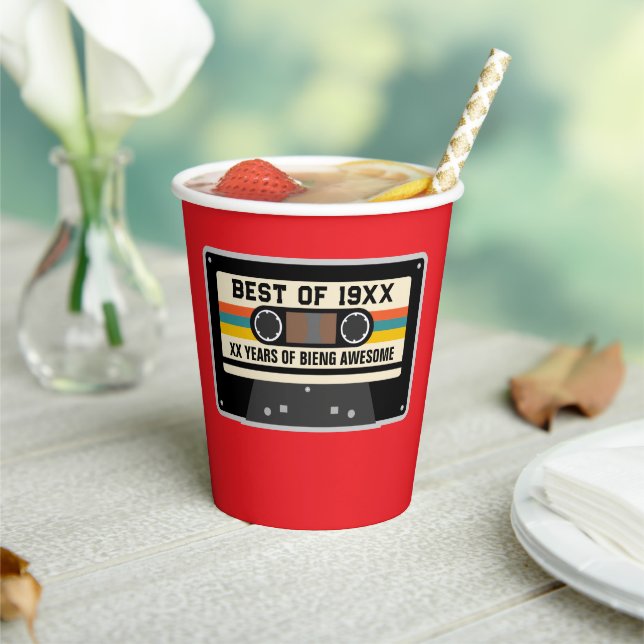Retro 20th 30th 40th 50th 60th 70th Birthday Party Paper Cups (Insitu)