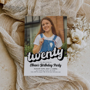 Retro 20th Birthday Invitation Twenty Birthday
