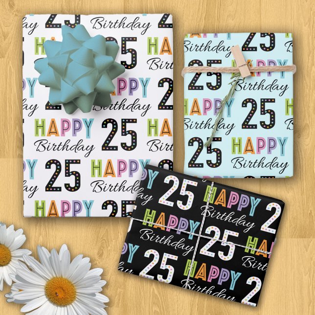  Retro 25th Birthday Wrapping Paper Sheet (Creator Uploaded)