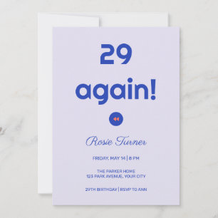 Retro 29 Again 29th Birthday Invitation
