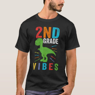 Retro 2nd Grade Vibes Trex Teacher Student Educato T-Shirt