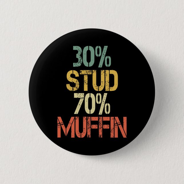 Retro 30 Stud 70 Muffin Sarcasm Dad Bod Figure  6 Cm Round Badge (Front)