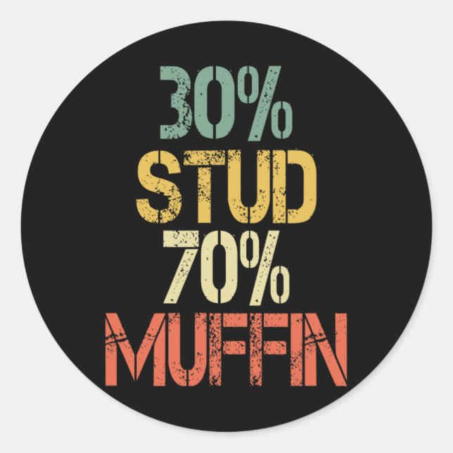 Retro 30 Stud 70 Muffin Sarcasm Dad Bod Figure  Classic Round Sticker (Front)