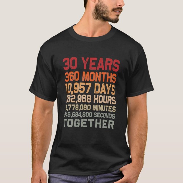 Retro 30 Years Together Cool 30Th Couple Wedding A T-Shirt (Front)