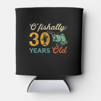 Retro 30th Birthday Fishing Gift Turning 30 Bass Can Cooler
