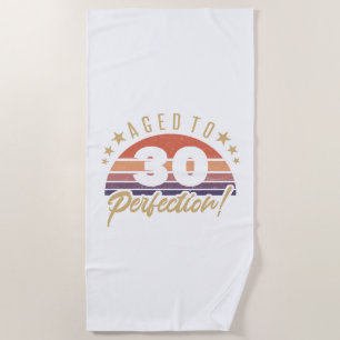 Retro 30th Birthday Humour Beach Towel