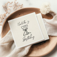 Retro 30th Hand Drawn Bow Champagne Glass Birthday
