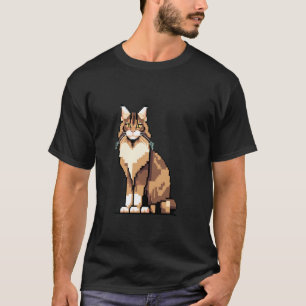 Retro 32-bit Style Game Pixel Art Maine Coon Cat T-Shirt