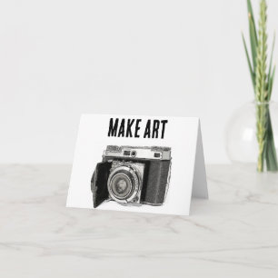 Retro 35mm Film Camera Photographer Artist Drawing Card