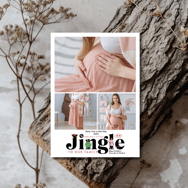 Retro 3 Photo Baby Pregnancy Announcement (Creator Uploaded)