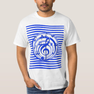 Retro 3D Effect Blue Musical Notes T-Shirt