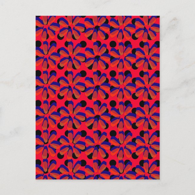 Retro 3D flowers Postcard (Front)