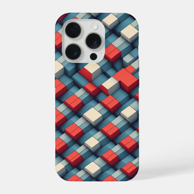 Retro 3D Geometric Cube Phone Case Abstract Colour (Back)