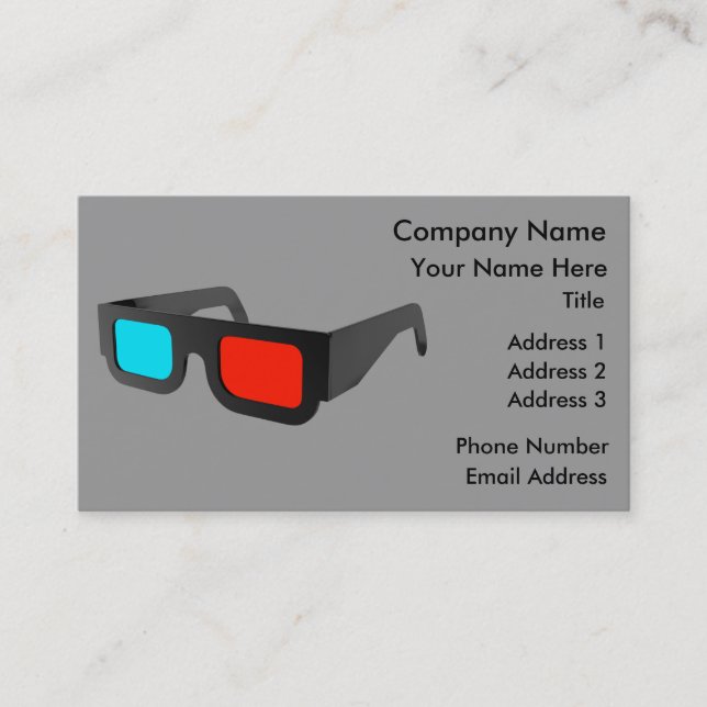 Retro 3D Glasses Graphic Business Card (Front)