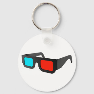 Retro 3D Glasses Graphic Key Ring