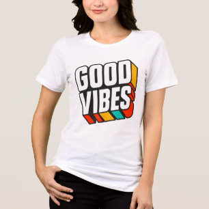 Retro 3D Good Vibes T-Shirt Tri-Blend Shirt