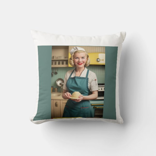 Retro 40s-Inspired Throw Pillow (Front)
