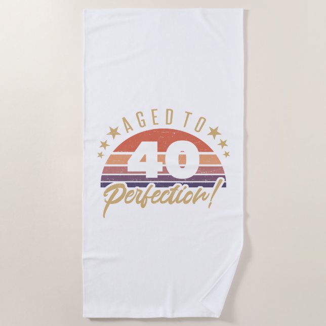 Retro 40th Birthday Humour Beach Towel (Front)