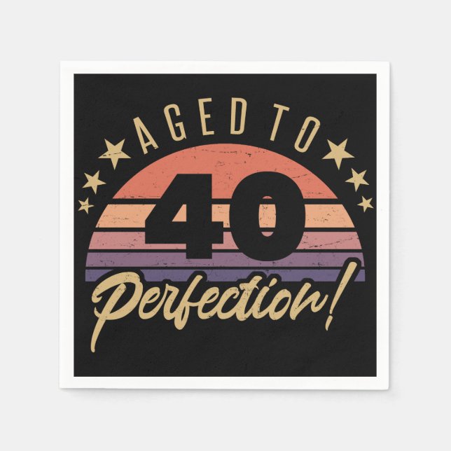 Retro 40th Birthday Humour Napkin (Front)