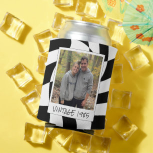 Retro 40th Birthday Vintage 1985 Chequered Beer Can Cooler