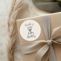 Retro 40th Hand Drawn Bow Champagne Glass Birthday