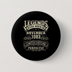 Retro 42nd Birthday For Men 42 Year Old November 1 6 Cm Round Badge