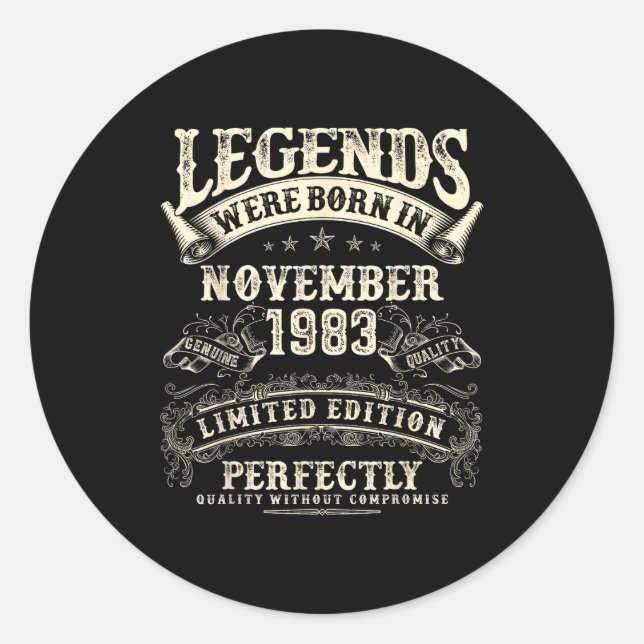 Retro 42nd Birthday For Men 42 Year Old November 1 Classic Round Sticker (Front)