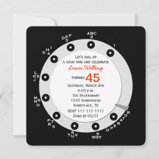 Retro 45th Birthday Party Invitation Rotary Dial