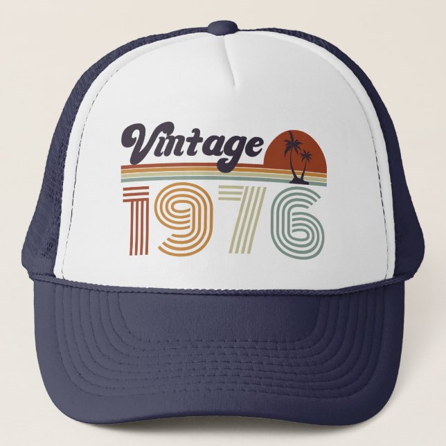 Retro 49th Birthday, Vintage 1976 Trucker Hat (Front)