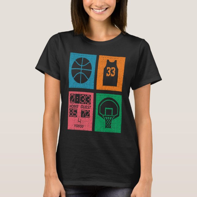 Retro 4 Color Block Basketball T-Shirt (Front)
