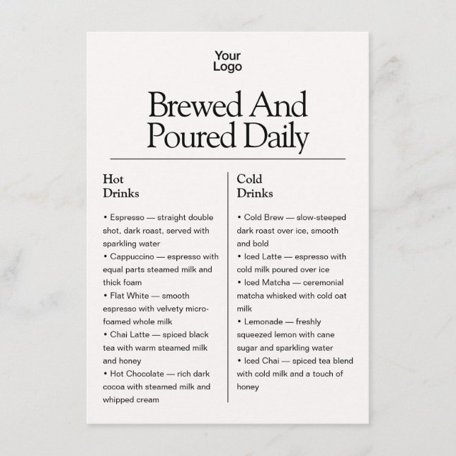 Retro 4 List Logo White Ivory Business Menu (Front)
