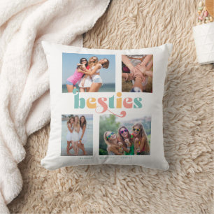 Retro 4 Photo Best Friends Besties Cushion