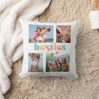 Retro 4 Photo Best Friends Besties Cushion