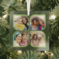 Retro 4 Photo Pinwheel Flower Petal Black Green