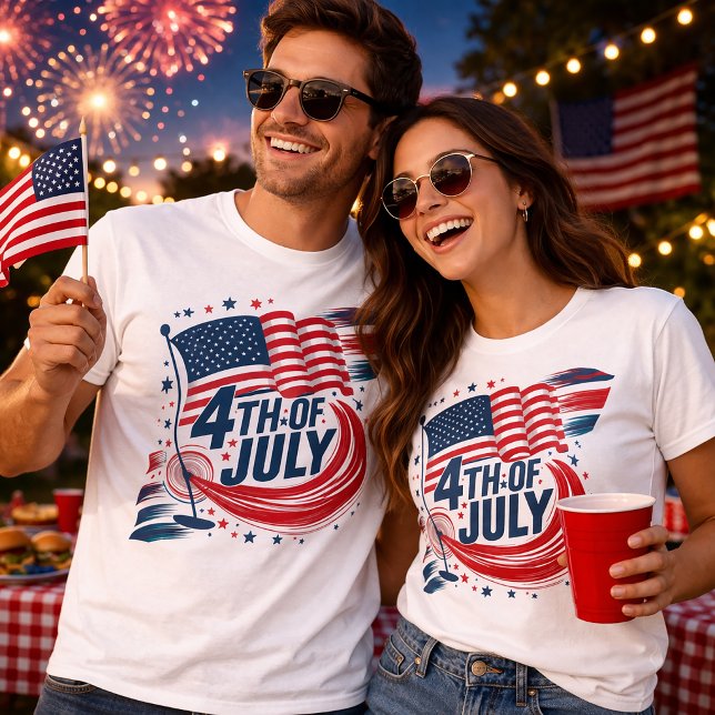Retro 4th of July American Flag Patriotic Design T-Shirt (Creator Uploaded)