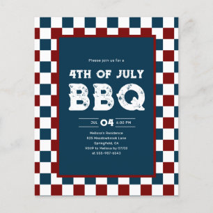 Retro 4th of July BBQ Party Chequered Flyer